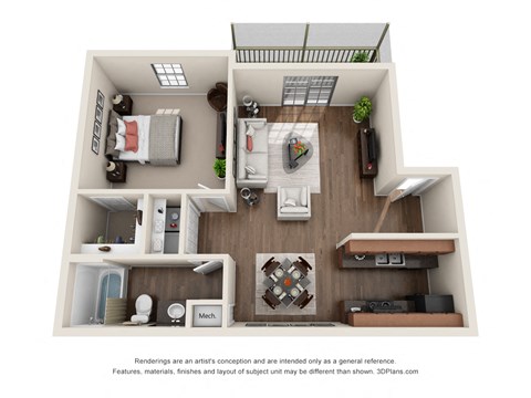 1 Bedroom 1 Bathroom Floor plan Ocean Oaks